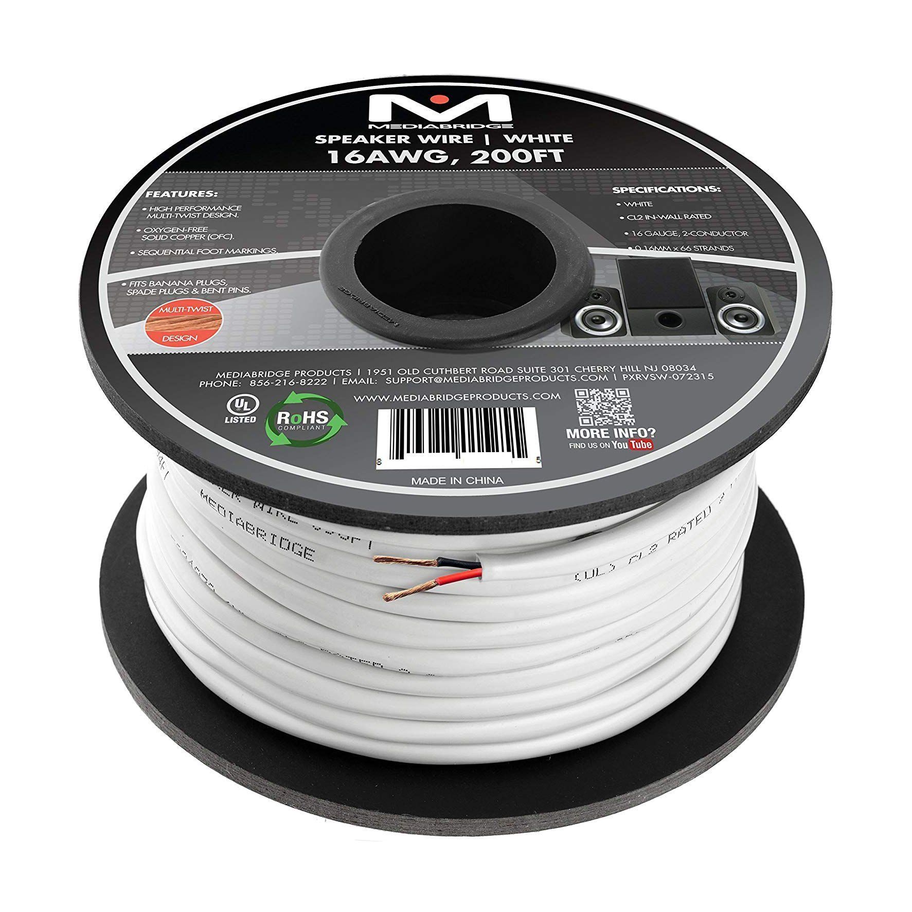 Cable Para Parlante Mediabridge 2 Conductores 16awg 200 Pies