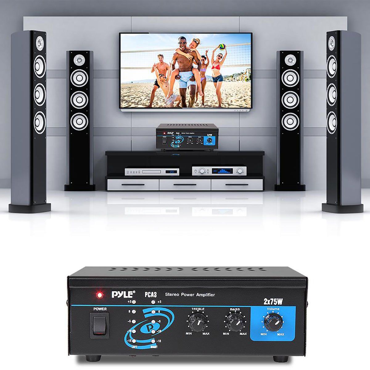 Amplificador Estereo Pyle Pro PCA3 Mini 2 x 75 Watts USB/SD/BT/FM